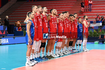2023-09-05 - Serbia's team sing the national anthem - GERMANY VS SERBIA - CEV EUROVOLLEY MEN - VOLLEYBALL