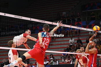 2023-09-05 - Serbia's Peric Pavle #12 defence - GERMANY VS SERBIA - CEV EUROVOLLEY MEN - VOLLEYBALL