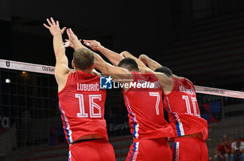 2023-09-05 - Serbia's block - GERMANY VS SERBIA - CEV EUROVOLLEY MEN - VOLLEYBALL