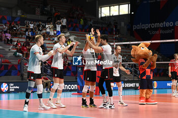2023-09-06 - Belgium's players take to the volleyball court - SWITZERLAND VS BELGIUM - CEV EUROVOLLEY MEN - VOLLEYBALL