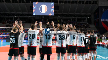 2023-09-06 - Belgium's team cheer at the end of the match - SWITZERLAND VS BELGIUM - CEV EUROVOLLEY MEN - VOLLEYBALL