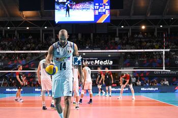 2023-09-06 - Italy's Galassi Gianluca #14 serve - GERMANY VS ITALY - CEV EUROVOLLEY MEN - VOLLEYBALL