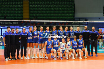 2023-08-16 - Bosnia-Herzegovina team during CEV EuroVolley 2023 women Final Round Pool B volleyball match between Switzerland and Bosnia-Herzegovina at Arena di Monza, Monza, Italy on August 16, 2023 - CEV EUROVOLLEY 2023 - WOMEN - SWITZERLAND VS BOSNIA & HERZEGOVINA - INTERNATIONALS - VOLLEYBALL