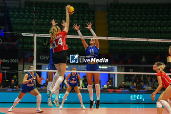 2023-08-16 - Laura Kunzler #14 of Switzerland during CEV EuroVolley 2023 women Final Round Pool B volleyball match between Switzerland and Bosnia-Herzegovina at Arena di Monza, Monza, Italy on August 16, 2023 - CEV EUROVOLLEY 2023 - WOMEN - SWITZERLAND VS BOSNIA & HERZEGOVINA - INTERNATIONALS - VOLLEYBALL
