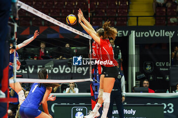 2023-08-16 - Samira Sulser #8 of Switzerland during CEV EuroVolley 2023 women Final Round Pool B volleyball match between Switzerland and Bosnia-Herzegovina at Arena di Monza, Monza, Italy on August 16, 2023 - CEV EUROVOLLEY 2023 - WOMEN - SWITZERLAND VS BOSNIA & HERZEGOVINA - INTERNATIONALS - VOLLEYBALL