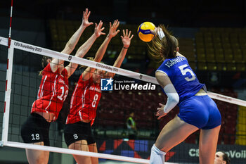2023-08-16 - Iman Isanovic #5 of Bosnia-Herzegovina during CEV EuroVolley 2023 women Final Round Pool B volleyball match between Switzerland and Bosnia-Herzegovina at Arena di Monza, Monza, Italy on August 16, 2023 - CEV EUROVOLLEY 2023 - WOMEN - SWITZERLAND VS BOSNIA & HERZEGOVINA - INTERNATIONALS - VOLLEYBALL