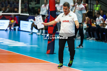 2023-08-16 - Lorenzo Micelli Head Coach of Bulgaria celebrates during CEV EuroVolley 2023 women Final Round Pool B volleyball match between Bulgaria and Croatia at Arena di Monza, Monza, Italy on August 16, 2023 - CEV EUROVOLLEY 2023 - WOMEN - BULGARIA VS CROATIA - INTERNATIONALS - VOLLEYBALL