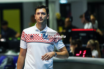 2023-08-16 - Akbas Ferhat Head Coach of Croatia looks on during CEV EuroVolley 2023 women Final Round Pool B volleyball match between Bulgaria and Croatia at Arena di Monza, Monza, Italy on August 16, 2023 - CEV EUROVOLLEY 2023 - WOMEN - BULGARIA VS CROATIA - INTERNATIONALS - VOLLEYBALL