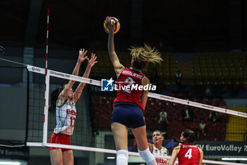 2023-08-16 - Andrea Mihaljevic #2 of Croatia in action during CEV EuroVolley 2023 women Final Round Pool B volleyball match between Bulgaria and Croatia at Arena di Monza, Monza, Italy on August 16, 2023 - CEV EUROVOLLEY 2023 - WOMEN - BULGARIA VS CROATIA - INTERNATIONALS - VOLLEYBALL