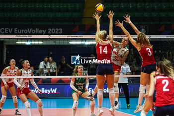 2023-08-17 - Maria Yordanova #5 of Bulgaria in action during CEV EuroVolley 2023 women Final Round Pool B volleyball match between Bulgaria and Croatia at Arena di Monza, Monza, Italy on August 16, 2023 - CEV EUROVOLLEY 2023 - WOMEN - BOSNIA & HERZEGOVINA VS BULGARIA - INTERNATIONALS - VOLLEYBALL