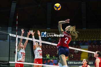 2023-08-17 - Andrea Mihaljevic #2 of Croatia in action during CEV EuroVolley 2023 women Final Round Pool B volleyball match between Bulgaria and Croatia at Arena di Monza, Monza, Italy on August 16, 2023 - CEV EUROVOLLEY 2023 - WOMEN - BOSNIA & HERZEGOVINA VS BULGARIA - INTERNATIONALS - VOLLEYBALL