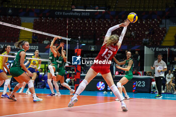 2023-08-17 - Mila Pashkuleva #13 of Bulgaria seen in action during CEV EuroVolley 2023 women Final Round Pool B volleyball match between Bosnia-Herzegovina and Bulgaria at Arena di Monza, Monza, Italy on August 17, 2023 - CEV EUROVOLLEY 2023 - WOMEN - BOSNIA & HERZEGOVINA VS BULGARIA - INTERNATIONALS - VOLLEYBALL