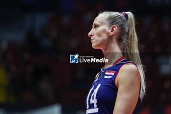 2023-08-17 - Martina Samadan #14 of Croatia looks on during CEV EuroVolley 2023 women Final Round Pool B volleyball match between Romania and Croatia at Arena di Monza, Monza, Italy on August 17, 2023 - CEV EUROVOLLEY 2023 - WOMEN - ROMANIA VS CROATIA - INTERNATIONALS - VOLLEYBALL
