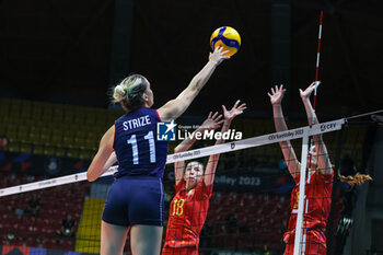 2023-08-17 - Nina Strize #11 of Croatia seen in action during CEV EuroVolley 2023 women Final Round Pool B volleyball match between Romania and Croatia at Arena di Monza, Monza, Italy on August 17, 2023 - CEV EUROVOLLEY 2023 - WOMEN - ROMANIA VS CROATIA - INTERNATIONALS - VOLLEYBALL