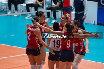 2023-08-21 - Croatian team during CEV EuroVolley 2023 match between Croatia and Switzerland on 21 August 2023 at Pala Gianni Asti, Turin Italy. Photo Nderim KACELI - CEV EUROVOLLEY 2023 - WOMEN - CROATIA VS SWITZERLAND - INTERNATIONALS - VOLLEYBALL