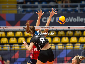 2023-08-21 - Samira Sulser of Switzerland during CEV EuroVolley 2023 match between Croatia and Switzerland on 21 August 2023 at Pala Gianni Asti, Turin Italy. Photo Nderim KACELI - CEV EUROVOLLEY 2023 - WOMEN - CROATIA VS SWITZERLAND - INTERNATIONALS - VOLLEYBALL