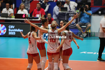 2023-08-22 - Team Bulgaria during the CEV EuroVolley 2023 match between the national teams of Romania and Bulgaria, on 22 August 2023 at pala Giani Asti Turin Italy. Photo Nderim KACELI - CEV EUROVOLLEY 2023 - WOMEN - BULGARIA VS ROMANIA - INTERNATIONALS - VOLLEYBALL