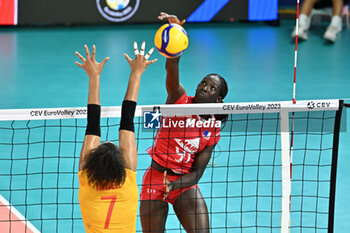 2023-08-26 - Halimatou Bah of France - CEV EUROVOLLEY 2023 - WOMEN - EIGHT FINAL - FRANCE VS ROMANIA - INTERNATIONALS - VOLLEYBALL