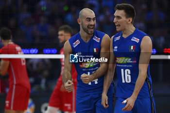 2023-09-14 - Gianluca Galassi (ITA) and Yuri Romano (ITA) during the CEV Eurovolley 2023 semifinal match between Italy vs France, Palazzo dello Sport in Rome, Italy, on September 14, 2023. - SEMIFINAL - ITALY VS FRANCE - CEV EUROVOLLEY MEN - VOLLEYBALL