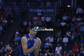 2023-09-14 - Alessandro Michieletto (ITA) during the CEV Eurovolley 2023 semifinal match between Italy vs France, Palazzo dello Sport in Rome, Italy, on September 14, 2023. - SEMIFINAL - ITALY VS FRANCE - CEV EUROVOLLEY MEN - VOLLEYBALL