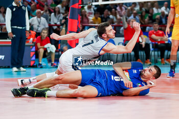 2023-09-09 - Italy's Simone Giannelli and Italy's Fabio Balaso - EIGHT FINAL - ITALY VS NORTH MACEDONIA - CEV EUROVOLLEY MEN - VOLLEYBALL