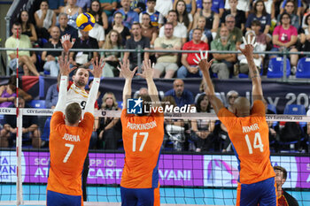 2023-09-09 - Germany's Gyorgy Grozer in action against The Netherlands' wall - EIGHT FINAL - THE NETHERLAND VS GERMANY - CEV EUROVOLLEY MEN - VOLLEYBALL
