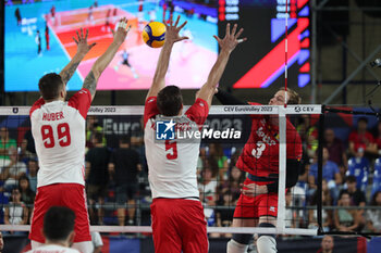 10/09/2023 - Belgium's Sam Deroo in action - EIGHT FINAL - POLAND VS BELGIUM - EUROVOLLEY MEN - VOLLEY