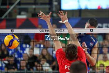 2023-09-10 - Serbia's Marko Podrascanin in action - EIGHT FINAL - SERBIA VS CZECHIA - CEV EUROVOLLEY MEN - VOLLEYBALL