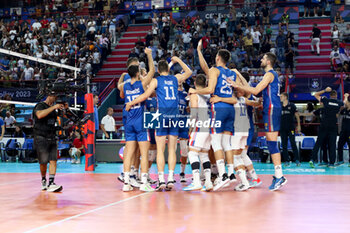 2023-09-10 - Serbia's team celebrates victory - EIGHT FINAL - SERBIA VS CZECHIA - CEV EUROVOLLEY MEN - VOLLEYBALL