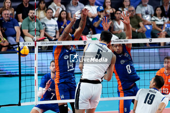 2023-09-12 - Italy's Alessandro Michieletto in action - QUARTER FINAL - ITALY VS THE NETHERLANDS - CEV EUROVOLLEY MEN - VOLLEYBALL