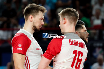 2023-09-12 - Poland's Jakub Kochanowski and Poland's Kamil Semeniuk - QUARTER FINAL - POLAND VS SERBIA - CEV EUROVOLLEY MEN - VOLLEYBALL