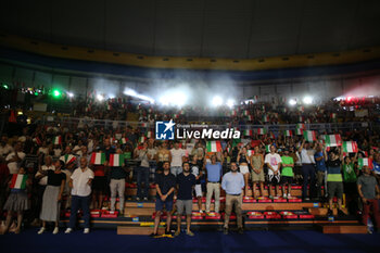2023-08-22 - Fans during the CEV EuroVolley 2023 match between the national teams of Romania and Bulgaria, on 22 August 2023 at pala Giani Asti Turin Italy. Photo Nderim KACELI - CEV EUROVOLLEY 2023 - WOMEN - ITALY VS BOSNIA & HERZEGOVINA - INTERNATIONALS - VOLLEYBALL