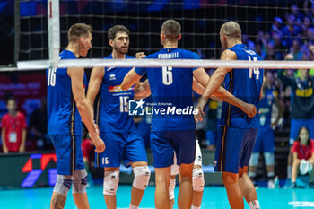 2023-08-28 - Players of Italy during the CEV EuroVolley 2023 men Final Round Pool A, match between Italy and Belgium at Unipol Arena Bologna, Italy, on August 28, 2023 - CEV EUROVOLLEY 2023 - MEN - BELGIUM VS ITALY - INTERNATIONALS - VOLLEYBALL