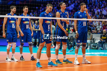 2023-08-28 - Players of Italy during the CEV EuroVolley 2023 men Final Round Pool A, match between Italy and Belgium at Unipol Arena Bologna, Italy, on August 28, 2023 - CEV EUROVOLLEY 2023 - MEN - BELGIUM VS ITALY - INTERNATIONALS - VOLLEYBALL