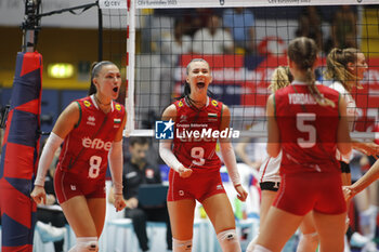2023-08-23 - Petya Barakova of Bulgaria and Elena Becheva of Bulgaria during the CEV EuroVolley 2023 match between the national teams of Switzerland and Bulgaria, on 23 August 2023 at pala Giani Asti Turin Italy. Photo Nderim KACELI - CEV EUROVOLLEY 2023 - WOMEN - SWITZERLAND VS BULGARIA - INTERNATIONALS - VOLLEYBALL