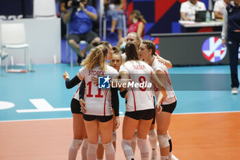 2023-08-23 - Swiss team during the CEV EuroVolley 2023 match between the national teams of Switzerland and Bulgaria, on 23 August 2023 at pala Giani Asti Turin Italy. Photo Nderim KACELI - CEV EUROVOLLEY 2023 - WOMEN - SWITZERLAND VS BULGARIA - INTERNATIONALS - VOLLEYBALL