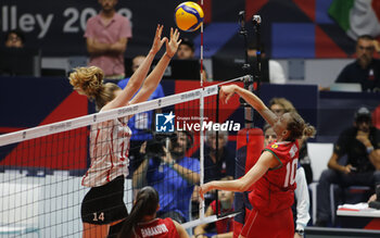 2023-08-23 - Laura Kunzler of Switzerland and Mira Todorova of Bulgaria during the CEV EuroVolley 2023 match between the national teams of Switzerland and Bulgaria, on 23 August 2023 at pala Giani Asti Turin Italy. Photo Nderim KACELI - CEV EUROVOLLEY 2023 - WOMEN - SWITZERLAND VS BULGARIA - INTERNATIONALS - VOLLEYBALL