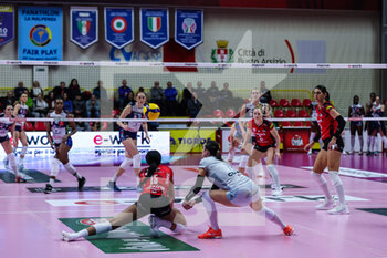 2023-01-07 - Loveth Omoruyi #15 of UYBA Unet E-Work Busto Arsizio and Giorgia Zannoni #14 of UYBA Unet E-Work Busto Arsizio in action during Volley Serie A women 2022/23 volleyball match between UYBA Unet E-Work Busto Arsizio and Il Bisonte Firenze at E-Work Arena, Busto Arsizio, Italy on January 07, 2023 - E-WORK BUSTO ARSIZIO VS IL BISONTE FIRENZE - SERIE A1 WOMEN - VOLLEYBALL