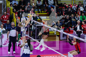 2023-01-07 - Katerina Zakchaiou #16 of UYBA Unet E-Work Busto Arsizio in action during Volley Serie A women 2022/23 volleyball match between UYBA Unet E-Work Busto Arsizio and Il Bisonte Firenze at E-Work Arena, Busto Arsizio, Italy on January 07, 2023 - E-WORK BUSTO ARSIZIO VS IL BISONTE FIRENZE - SERIE A1 WOMEN - VOLLEYBALL
