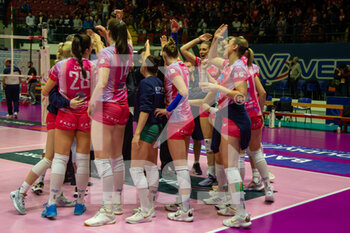 18/03/2023 - Players of Vero Volley Milano celebrate after a match point - VERO VOLLEY MILANO VS CUNEO GRANDA VOLLEY - SERIE A1 FEMMINILE - VOLLEY
