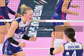 2023-10-08 - Lina Alsmeier of Il Bisonte Firenze celebrates - SAVINO DEL BENE SCANDICCI VS IL BISONTE FIRENZE - SERIE A1 WOMEN - VOLLEYBALL