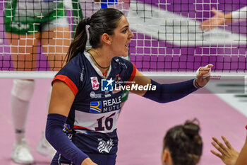 2023-11-04 - Katerina Zakchaiou celebrates scoring her team's point Volley Serie A1 F match between Reale Mutua Fener Chieri '76 and Wash4green Pinerolo at Palafenera, Chieri (TO) - REALE MUTUA FENERA CHIERI 76 VS WASH4GREEN PINEROLO - SERIE A1 WOMEN - VOLLEYBALL