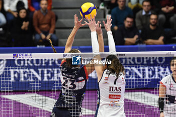 2023-11-18 - Ofelia Malinov of Chieri '76 and Rossella Olivotto of Itas Trentino Volley during Volley Serie A1 F match between Reale Mutua Fenera Chieri '76 and Itas Trentino Volley at PalaFenera, Chieri - REALE MUTUA FENERA CHIERI 76 VS ITAS TRENTINO - SERIE A1 WOMEN - VOLLEYBALL