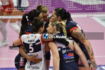 2023-11-18 - Chieri '76 celebrates scoring during Volley Serie A1 F match between Reale Mutua Fenera Chieri '76 and Itas Trentino Volley at PalaFenera, Chieri - REALE MUTUA FENERA CHIERI 76 VS ITAS TRENTINO - SERIE A1 WOMEN - VOLLEYBALL