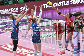 2023-12-23 - Attack of UYBA Busto Arsizio with block of Isabelle Haak and Sarah Fahr ( Prosecco Doc Imoco Conegliano ) - PROSECCO DOC IMOCO CONEGLIANO VS UYBA VOLLEY BUSTO ARSIZIO - SERIE A1 WOMEN - VOLLEYBALL