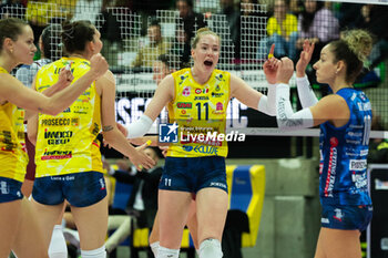 2023-11-22 - Celebration of Haak Isabelle during the Prosecco Doc Imoco Conegliano vs Roma Volley Club at the Palaverde in Treviso, Italy on November 22, 2023 - PROSECCO DOC IMOCO CONEGLIANO VS ROMA VOLLEY CLUB - SERIE A1 WOMEN - VOLLEYBALL