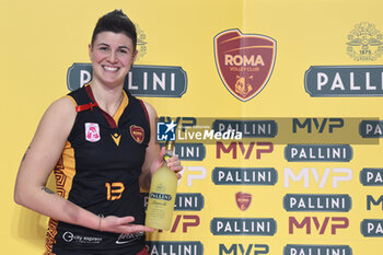 2023-12-03 - Giulia Melli of Roma Volley Club MVP during the 10th round of the Serie A1 Women's Volleyball Championship between Roma Volley Club and Honda Olivero S. Bernardo Cuneo on 3 December 2023 at the Palazzetto dello Sport in Rome. - ROMA VOLLEY CLUB VS CUNEO GRANDA VOLLEY - SERIE A1 WOMEN - VOLLEYBALL