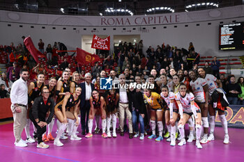 2023-12-03 - Roma Volley Club celebrate the Victory for 3-1 during the 10th round of the Serie A1 Women's Volleyball Championship between Roma Volley Club and Honda Olivero S. Bernardo Cuneo on 3 December 2023 at the Palazzetto dello Sport in Rome. - ROMA VOLLEY CLUB VS CUNEO GRANDA VOLLEY - SERIE A1 WOMEN - VOLLEYBALL