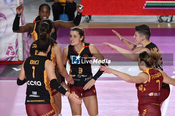 2023-12-03 - Roma Volley Club during the 10th round of the Serie A1 Women's Volleyball Championship between Roma Volley Club and Honda Olivero S. Bernardo Cuneo on 3 December 2023 at the Palazzetto dello Sport in Rome. - ROMA VOLLEY CLUB VS CUNEO GRANDA VOLLEY - SERIE A1 WOMEN - VOLLEYBALL
