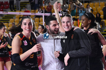 2023-12-03 - Margherita Muzi and Michela Rucli of Roma Volley Club during the 10th round of the Serie A1 Women's Volleyball Championship between Roma Volley Club and Honda Olivero S. Bernardo Cuneo on 3 December 2023 at the Palazzetto dello Sport in Rome. - ROMA VOLLEY CLUB VS CUNEO GRANDA VOLLEY - SERIE A1 WOMEN - VOLLEYBALL